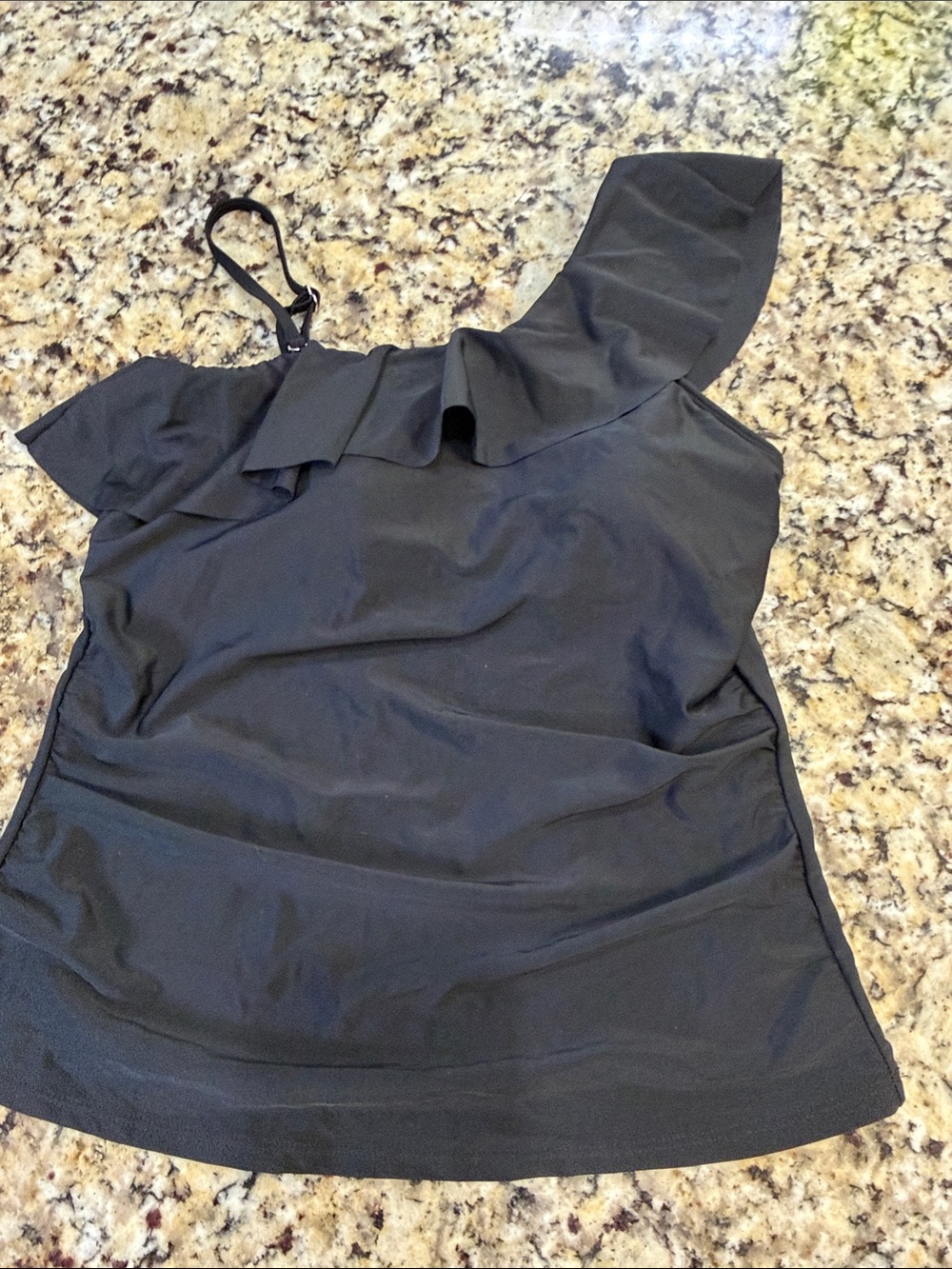 Younique Black One-Shoulder Ruffle Swimsuit
